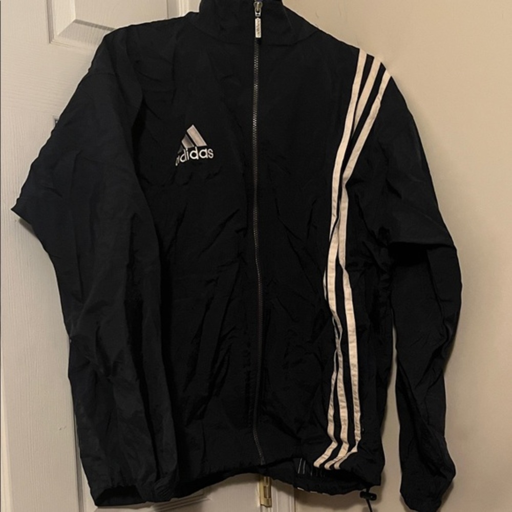 Adidas Vintage Black Jacket with White Accents